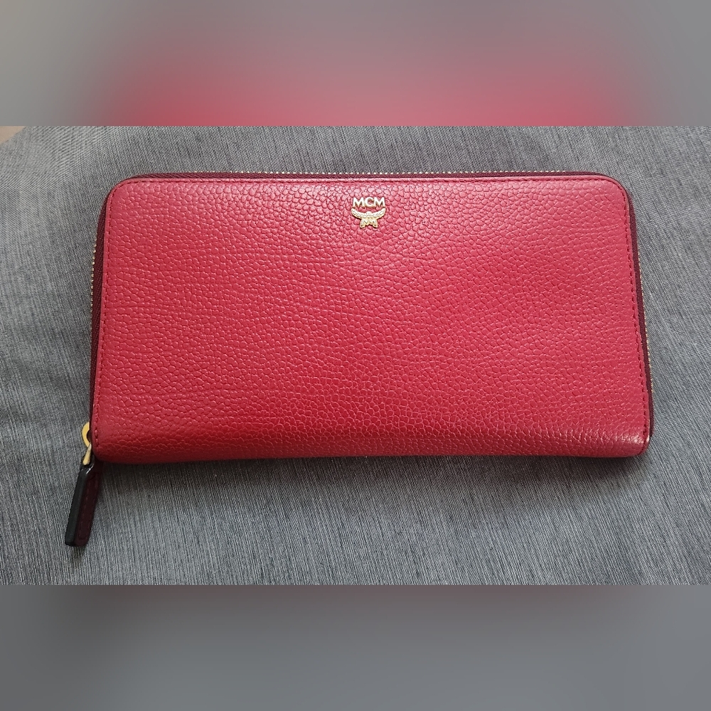 MCM Grained Leather Long Zip-around Wallet